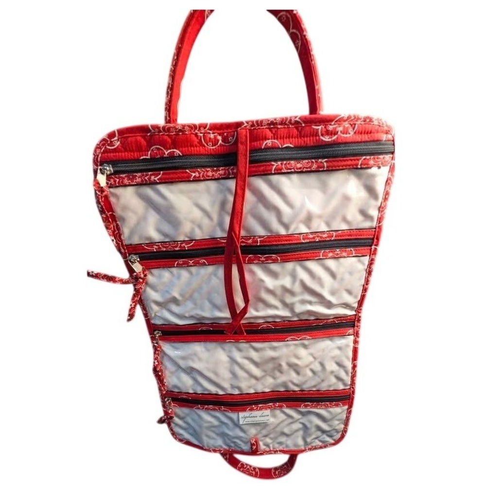 Stephanie Dawn~Quilted Hanging Travel Organizer Bag~NWOT~Red Bandana Paisley~USA